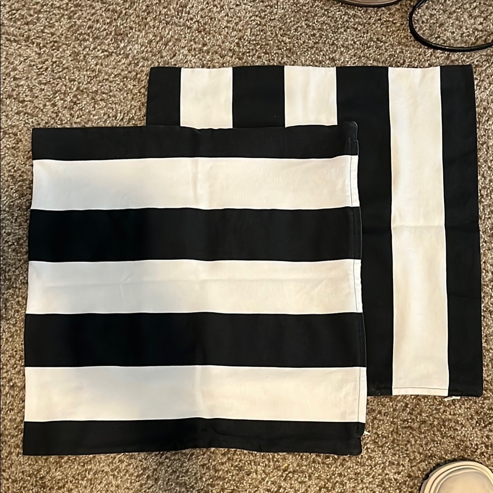 IKEA Black and White Striped Pillow covers. 20"
